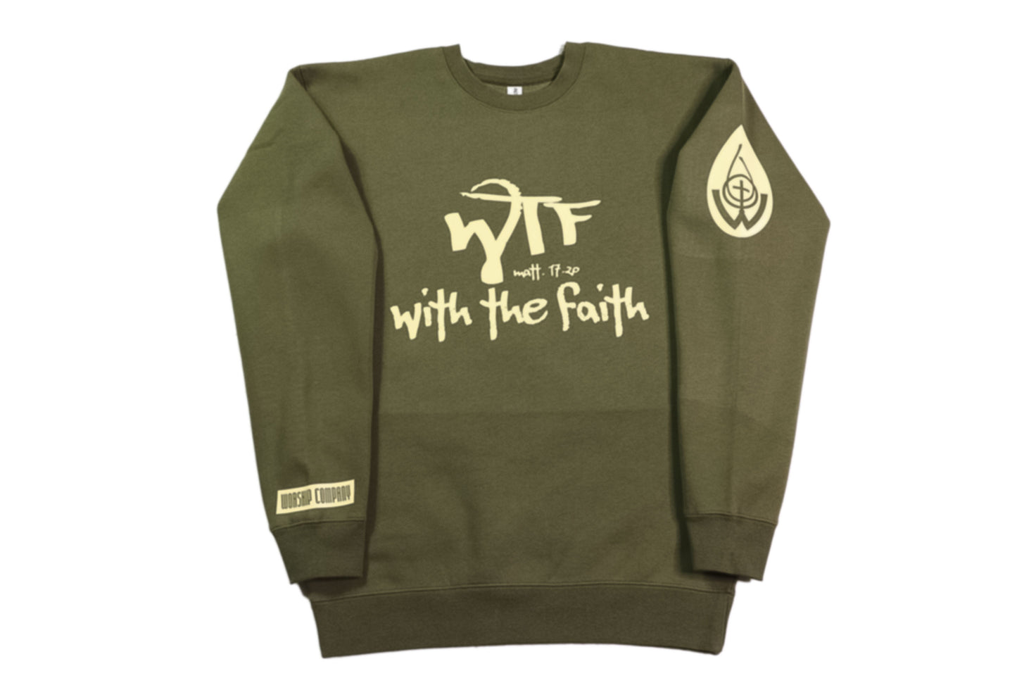 With The Faith Olive Crewneck Sweater