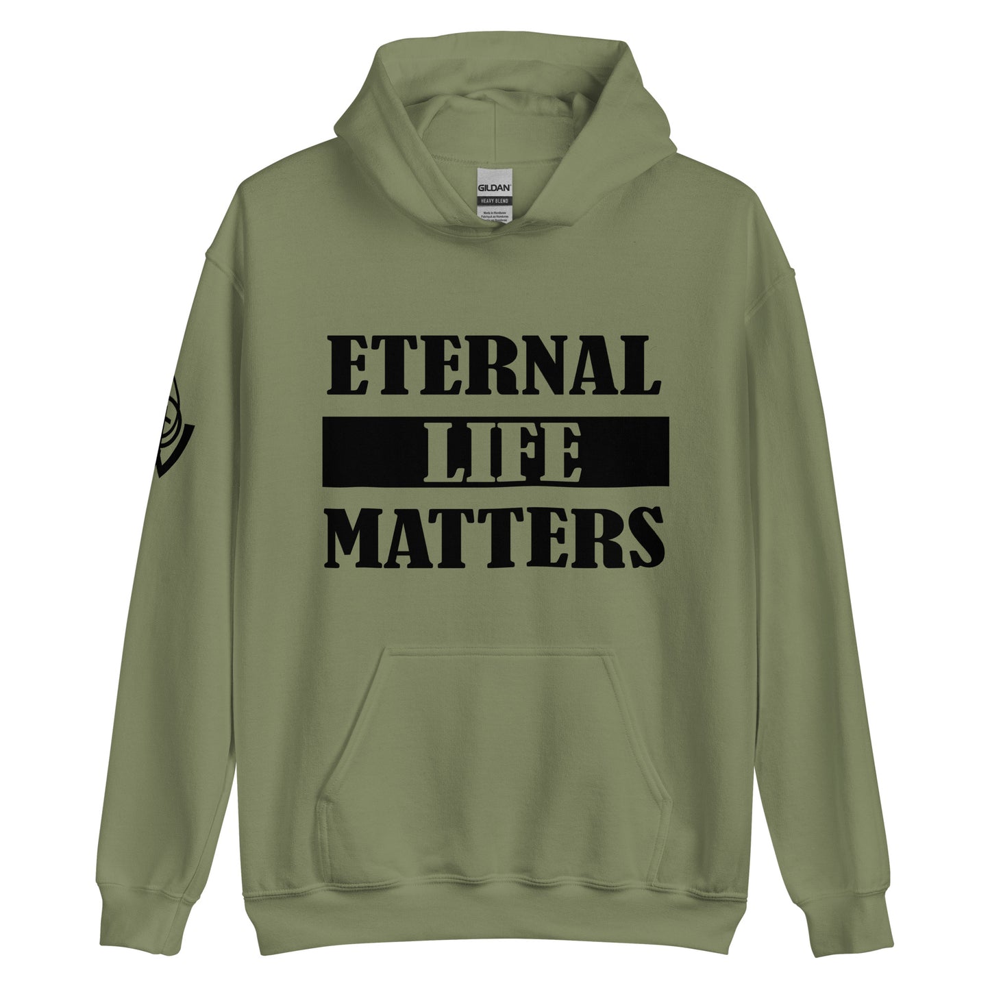 Eternal Life Matters Pull Over Hoodie w/ Black Lettering