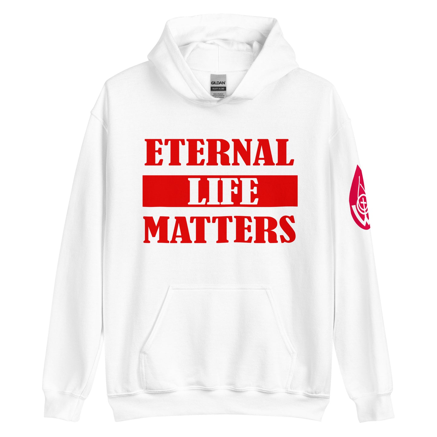 Eternal Life Matters Pull Over Hoodie w/ Red Lettering