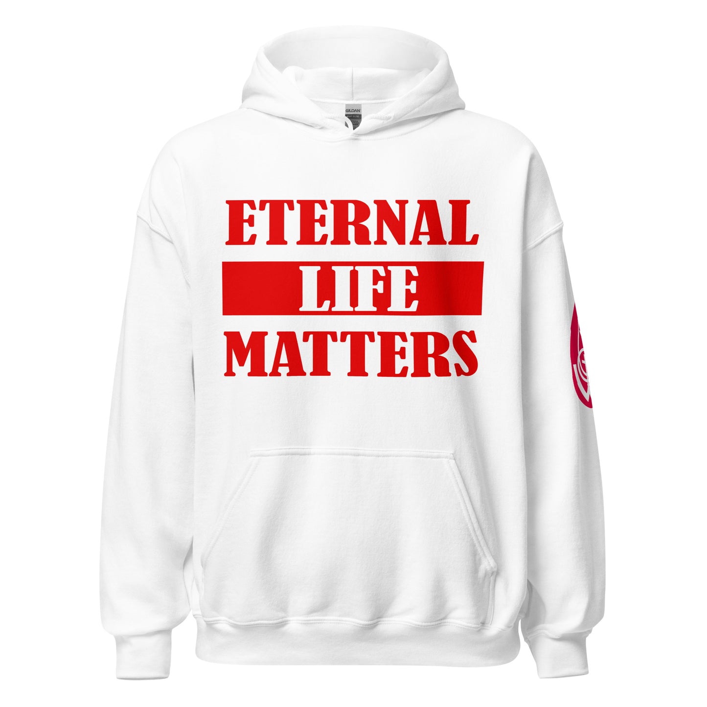 Eternal Life Matters Pull Over Hoodie w/ Red Lettering